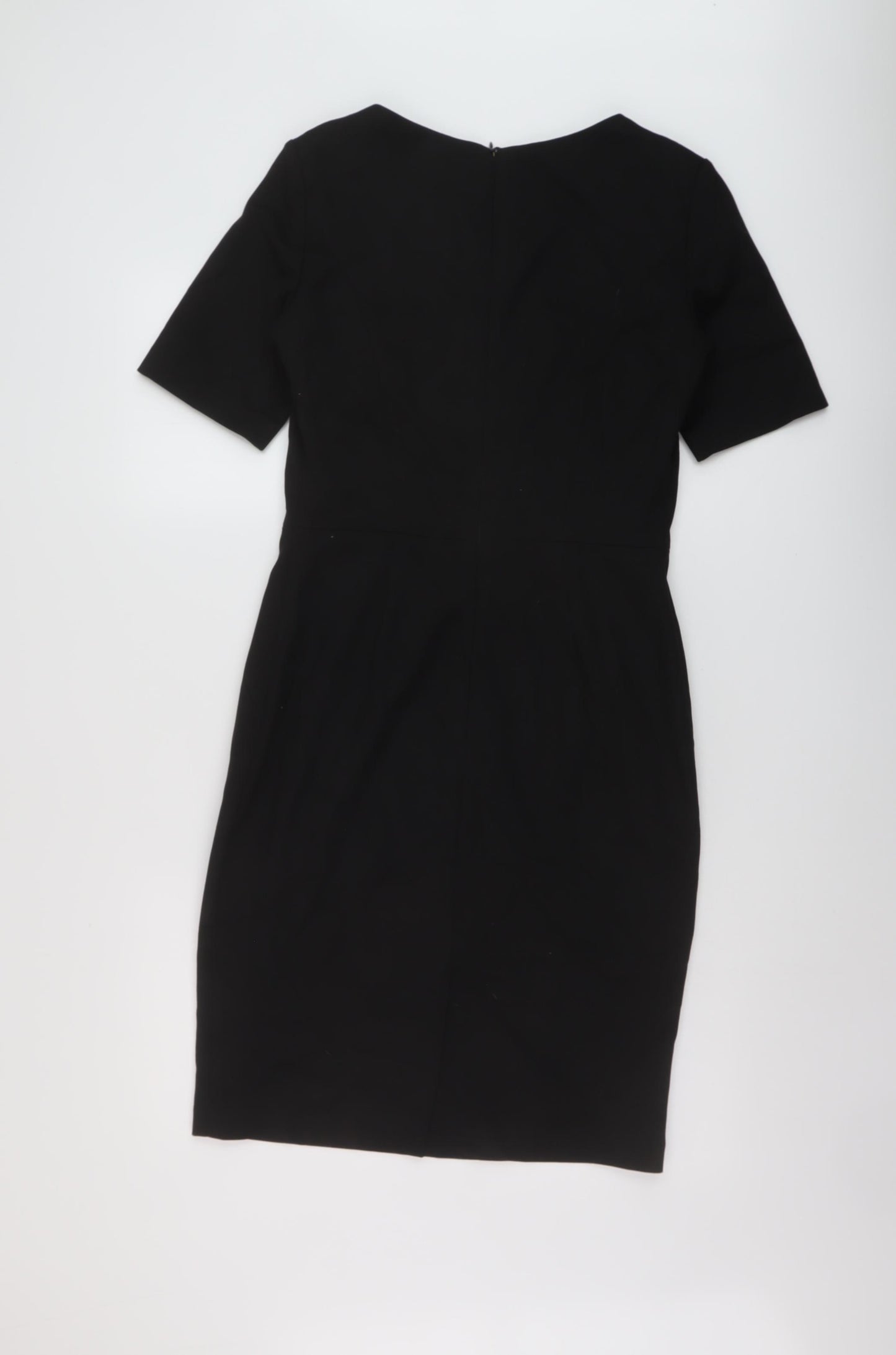 NEXT Womens Black Polyester Sheath Size 10 Round Neck Zip