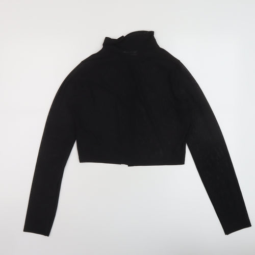 ASOS Womens Black Polyester Cropped Button-Up Size 10 Collared