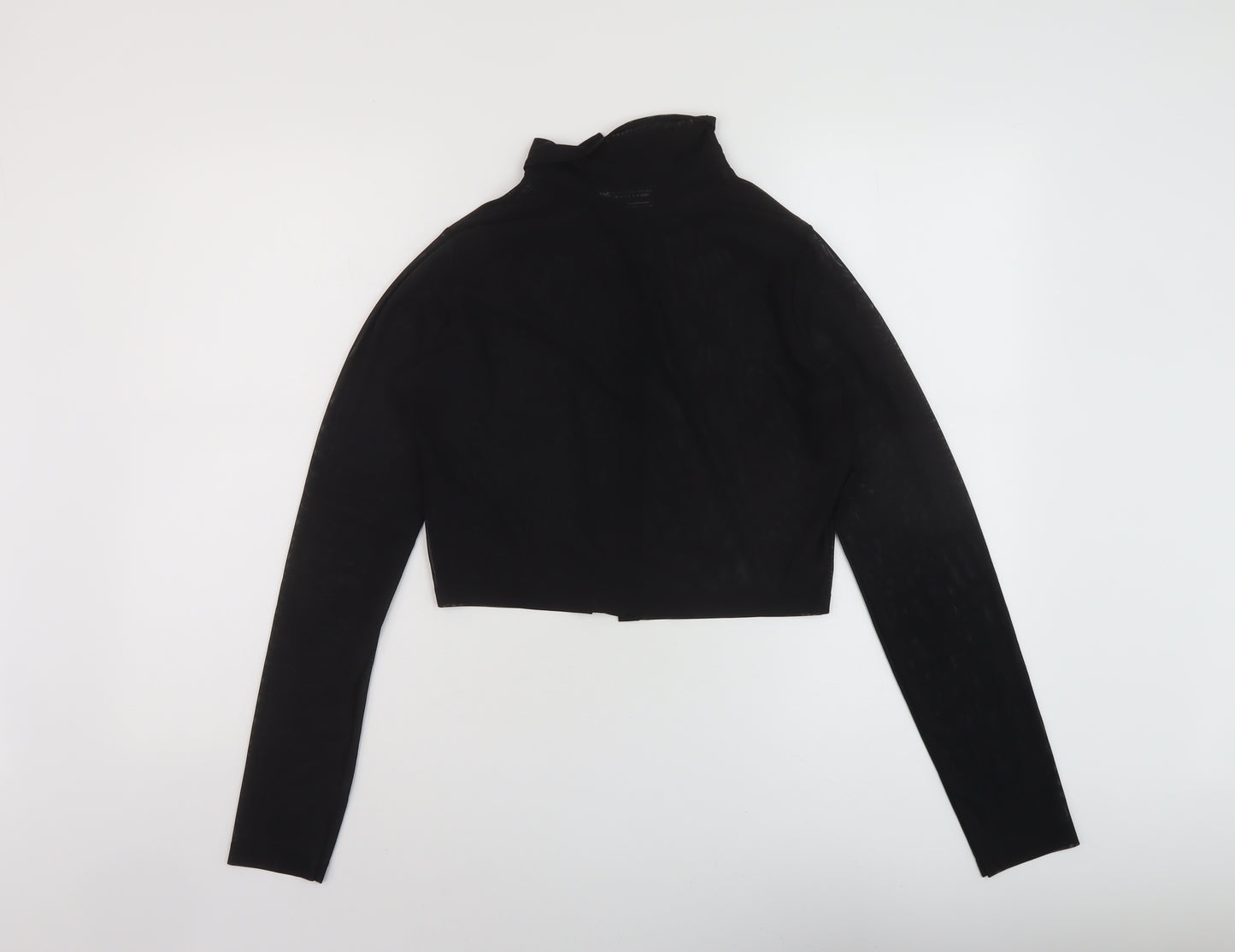 ASOS Womens Black Polyester Cropped Button-Up Size 10 Collared