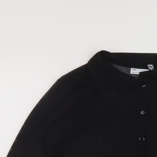 ASOS Womens Black Polyester Cropped Button-Up Size 10 Collared