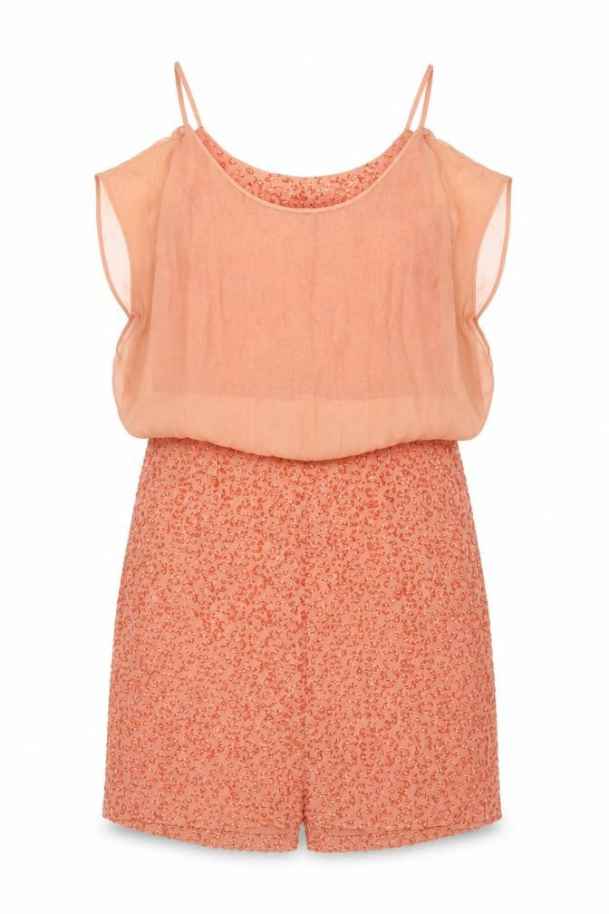Front view of French Connection women’s orange polyester a-line, size S, round neck zip