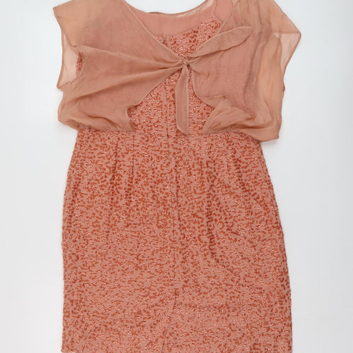 French Connection Womens Orange Polyester A-Line Size S Round Neck Zip