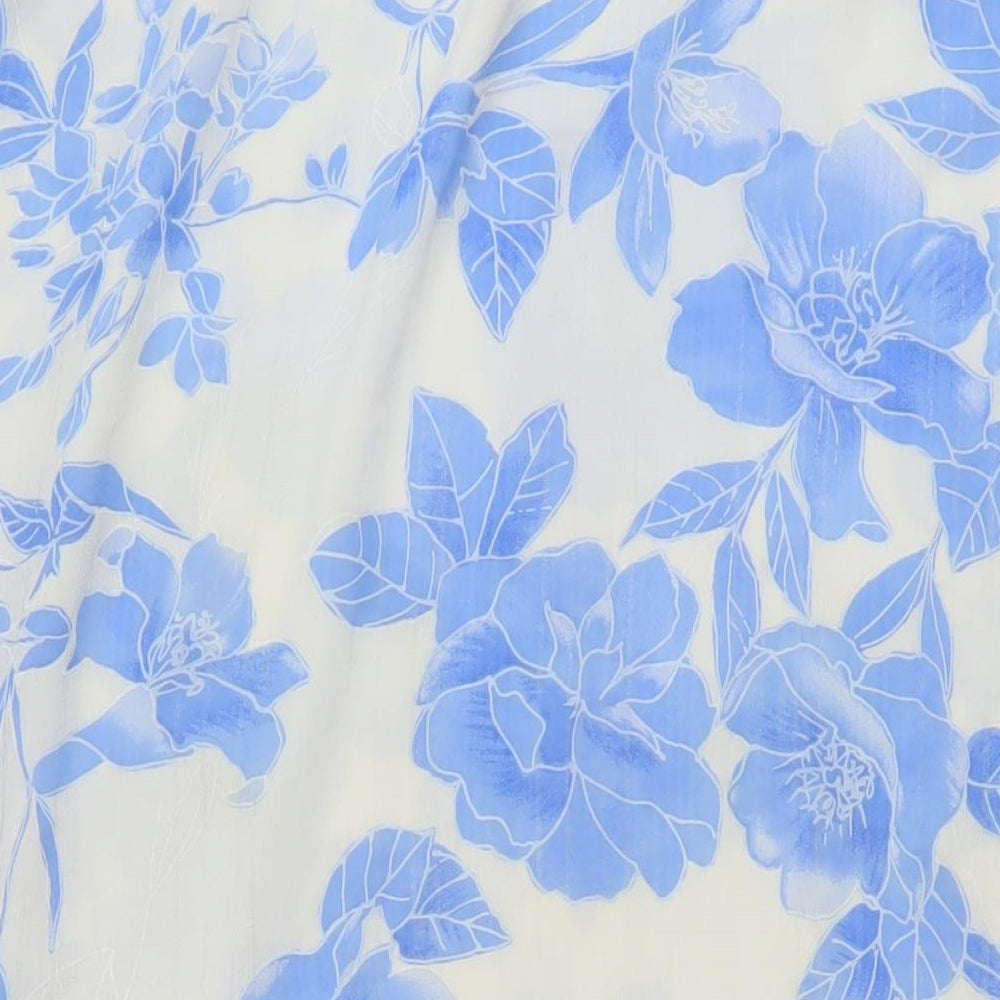 Jacques Vert Womens Blue Floral Polyester Straight & Pencil Skirt Size 22 Drawstring