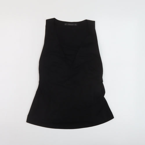 Zra Womens Black Polyester Basic Tank Size S Round Neck