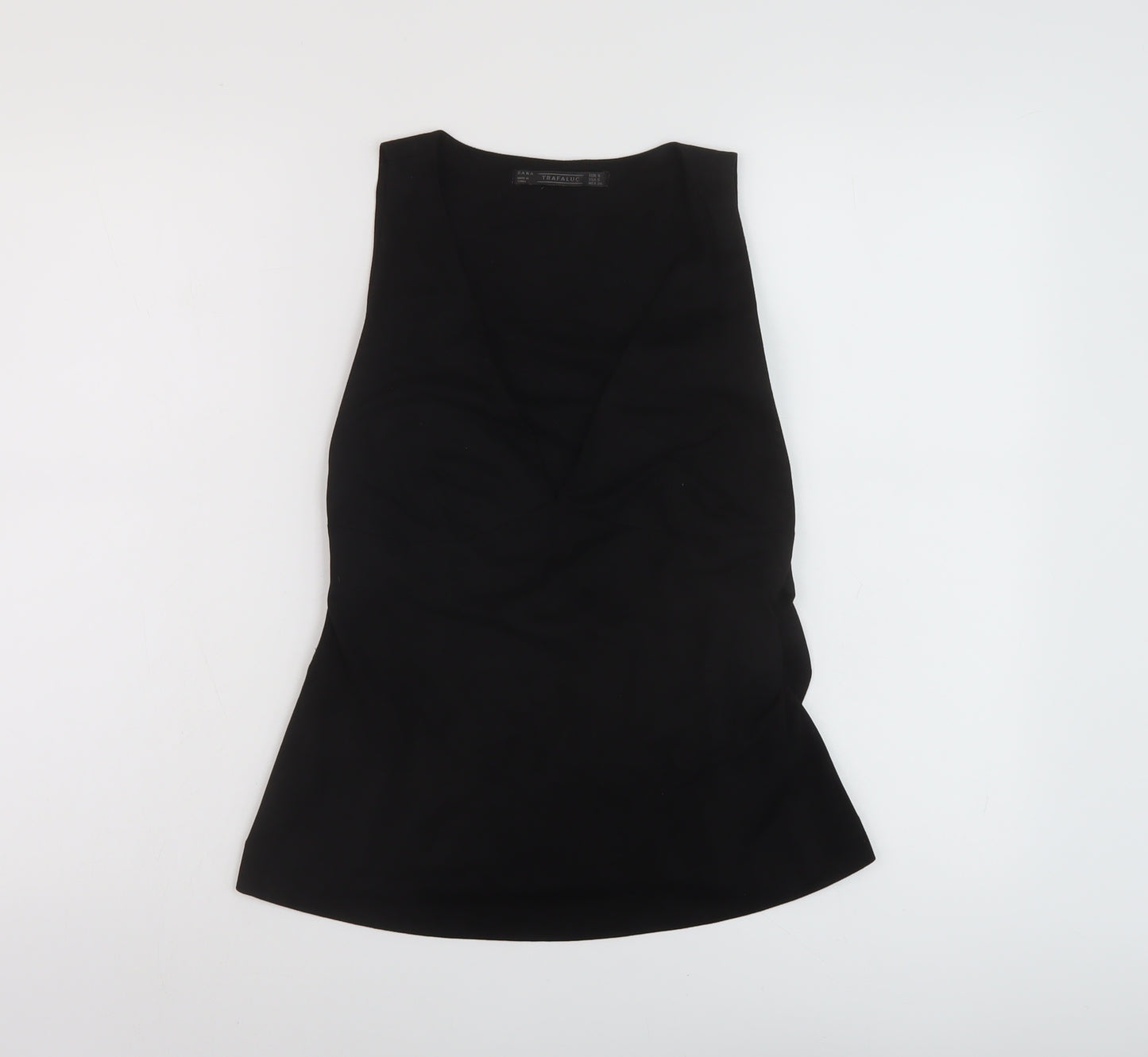 Zra Womens Black Polyester Basic Tank Size S Round Neck