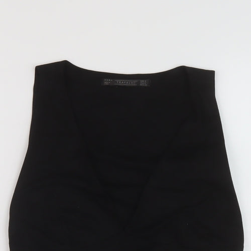 Zra Womens Black Polyester Basic Tank Size S Round Neck