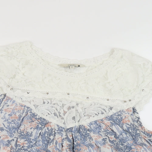 NEXT Womens Multicoloured Floral Modal Basic T-Shirt Size 12 Round Neck