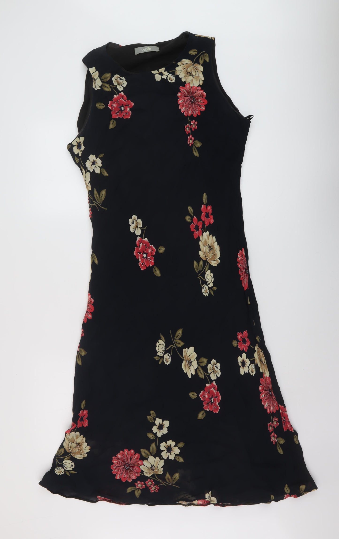 Wallis Womens Blue Floral Viscose A-Line Size 16 Round Neck Pullover