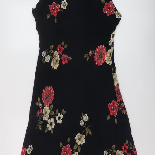 Wallis Womens Blue Floral Viscose A-Line Size 16 Round Neck Pullover