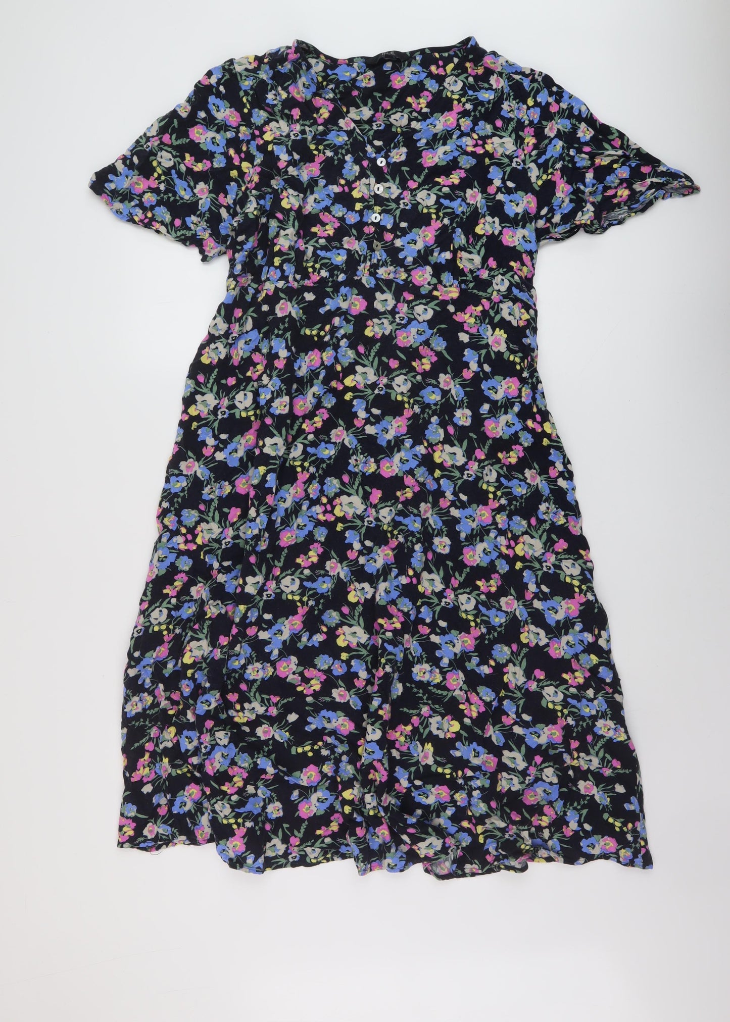 Isle Womens Multicoloured Floral Viscose A-Line Size 20 V-Neck Pullover