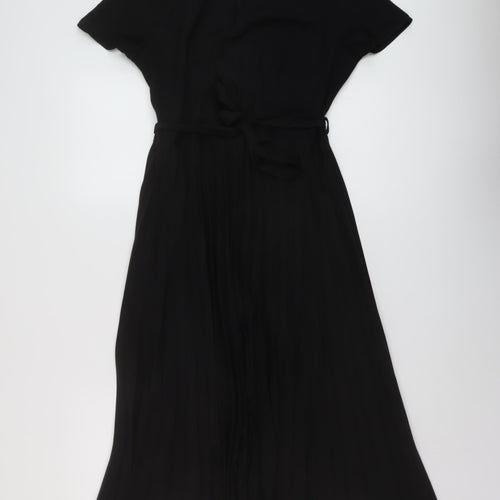 Dorothy Perkins Womens Black Polyester A-Line Size 10 Round Neck Zip