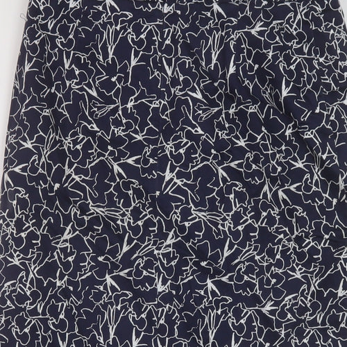 Pure Womens Blue Geometric Cotton Straight & Pencil Skirt Size 10 Zip