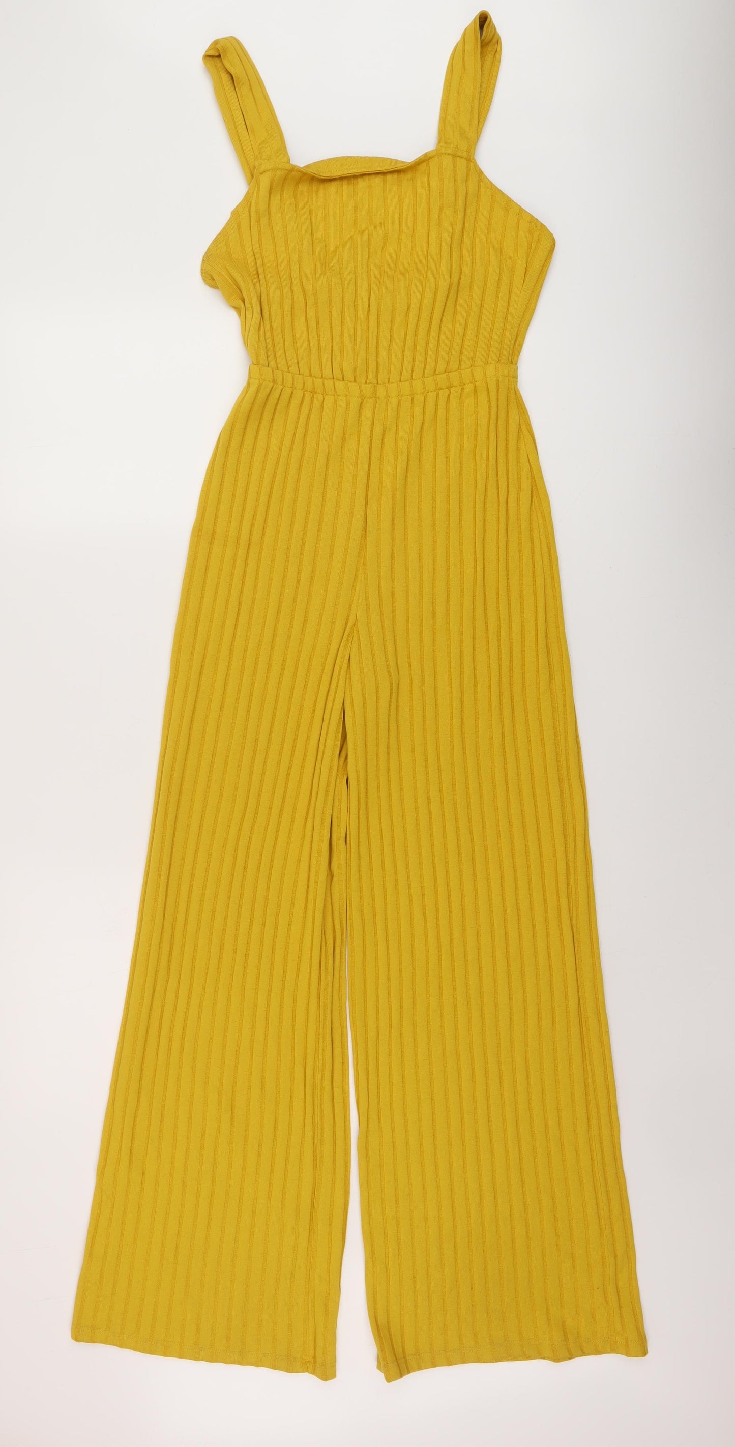 Bershka Womens Yellow Polyester Jumpsuit One-Piece Size S Pullover