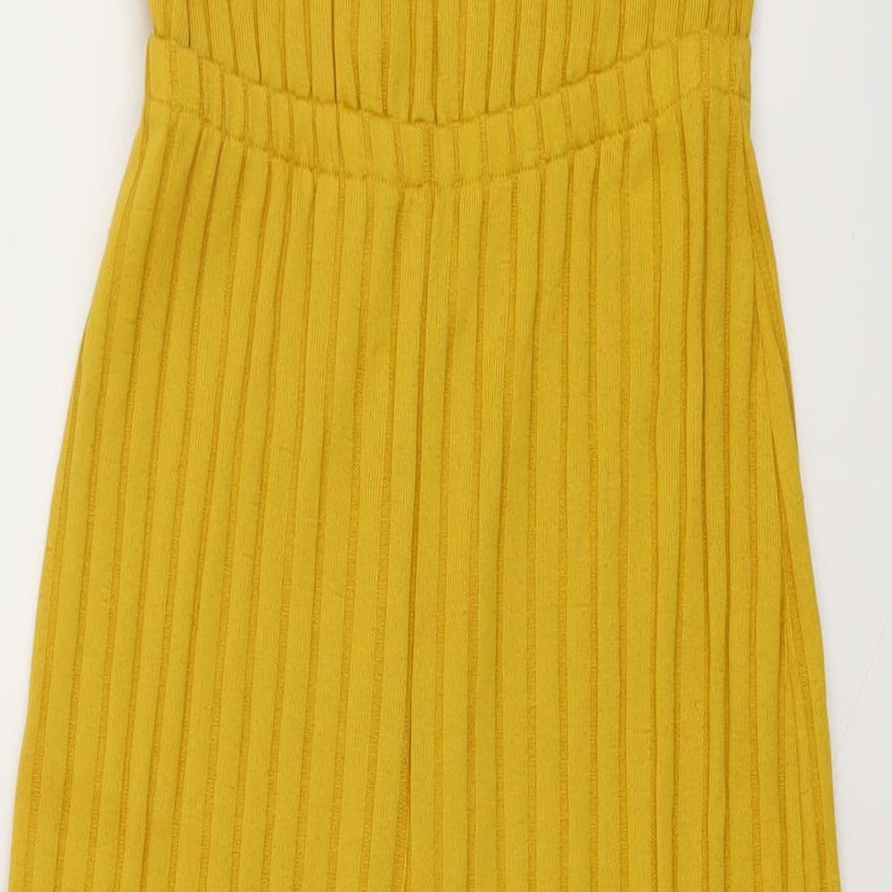 Bershka Womens Yellow Polyester Jumpsuit One-Piece Size S Pullover