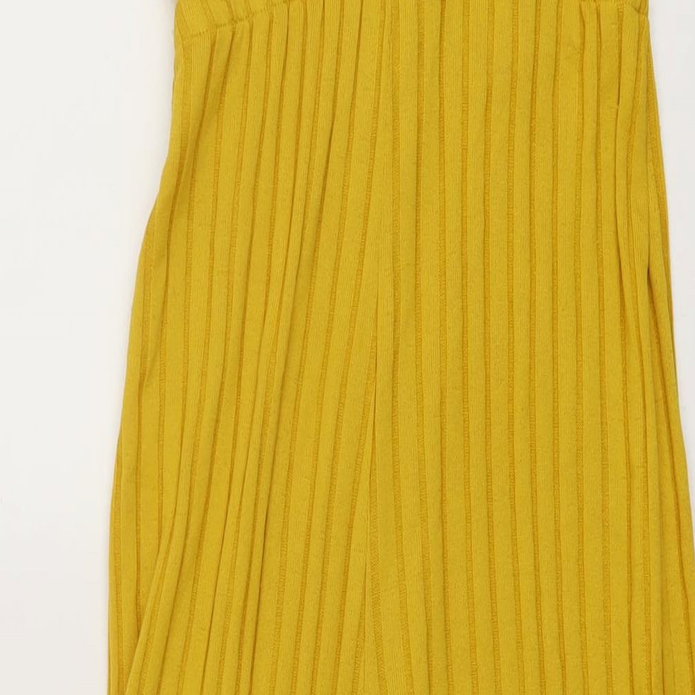 Bershka Womens Yellow Polyester Jumpsuit One-Piece Size S Pullover