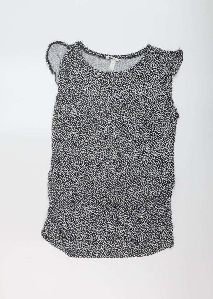 H&M Womens Multicoloured Floral Viscose Basic Blouse Size M Round Neck