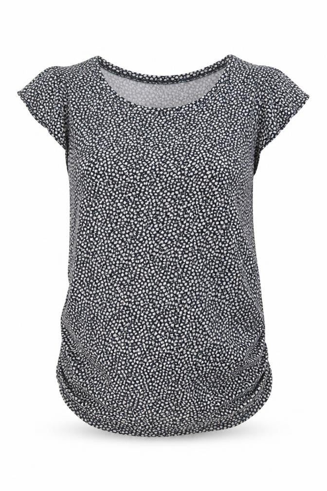 Front view of H&M women’s multicoloured floral viscose basic blouse, size M, round neck