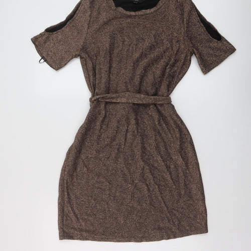 NEXT Womens Gold Viscose A-Line Size 12 Round Neck Pullover