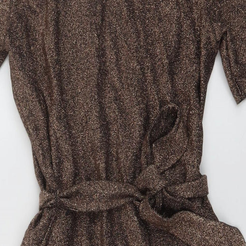 NEXT Womens Gold Viscose A-Line Size 12 Round Neck Pullover