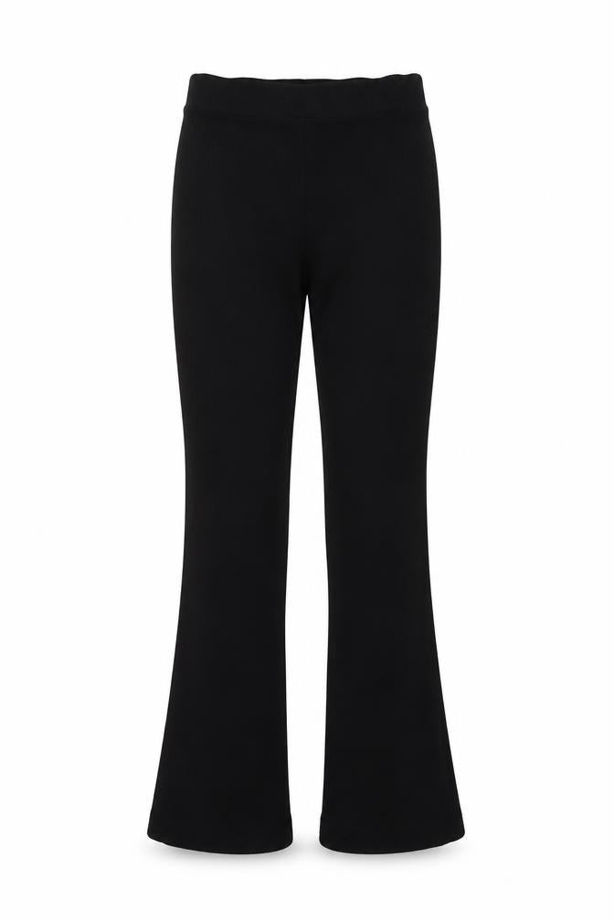Front view of J&M women’s black polyester trousers, size S, 30-inch leg regular