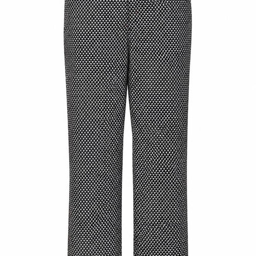 Marks and Spencer Womens Black Geometric Cotton Trousers Size 8 L25 in Regular Hook & Eye