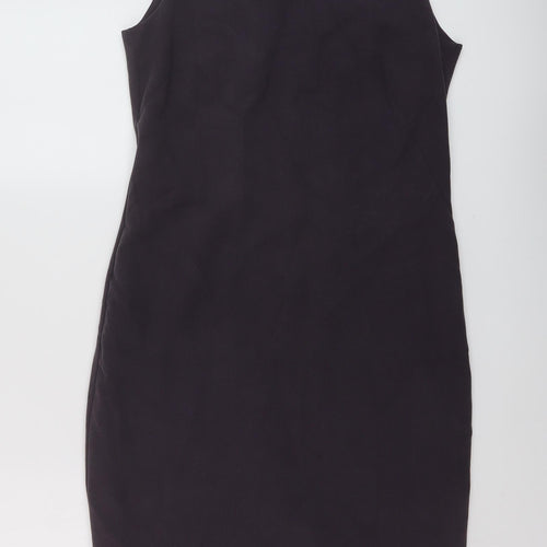 Wallis Womens Purple Polyester Sheath Size 10 V-Neck Zip