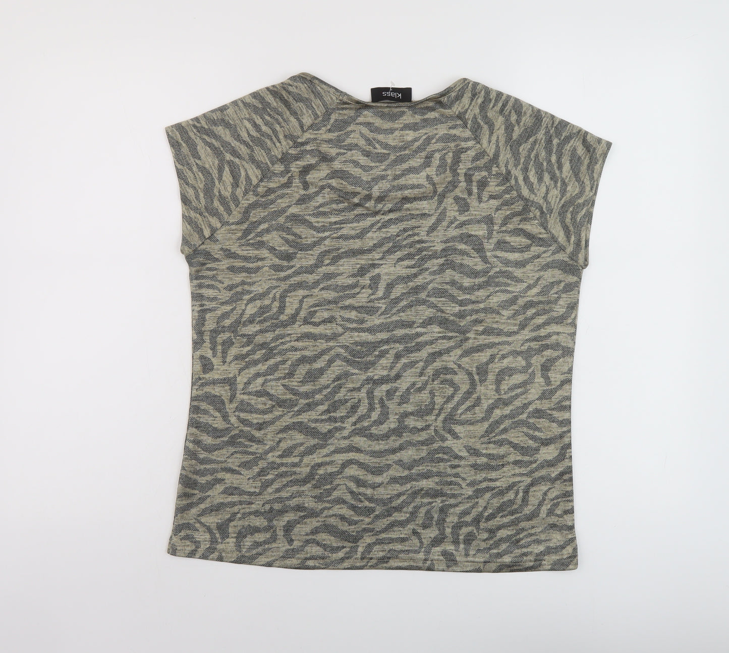 Klass Womens Beige Animal Print Polyester Basic T-Shirt Size M Round Neck