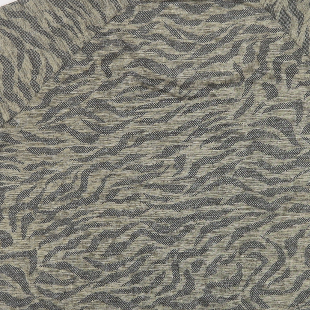 Klass Womens Beige Animal Print Polyester Basic T-Shirt Size M Round Neck