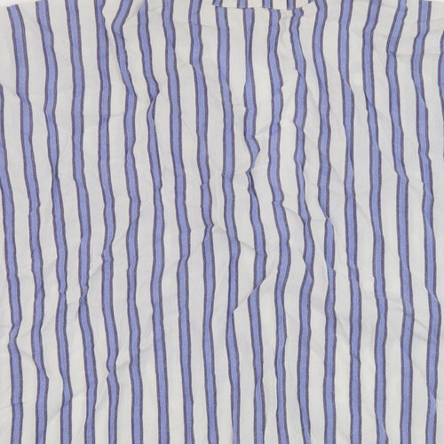 H&M Womens Blue Striped Viscose Basic Blouse Size L V-Neck