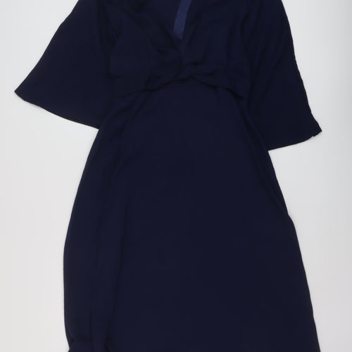 ASOS Womens Blue Polyester A-Line Size 10 V-Neck Zip