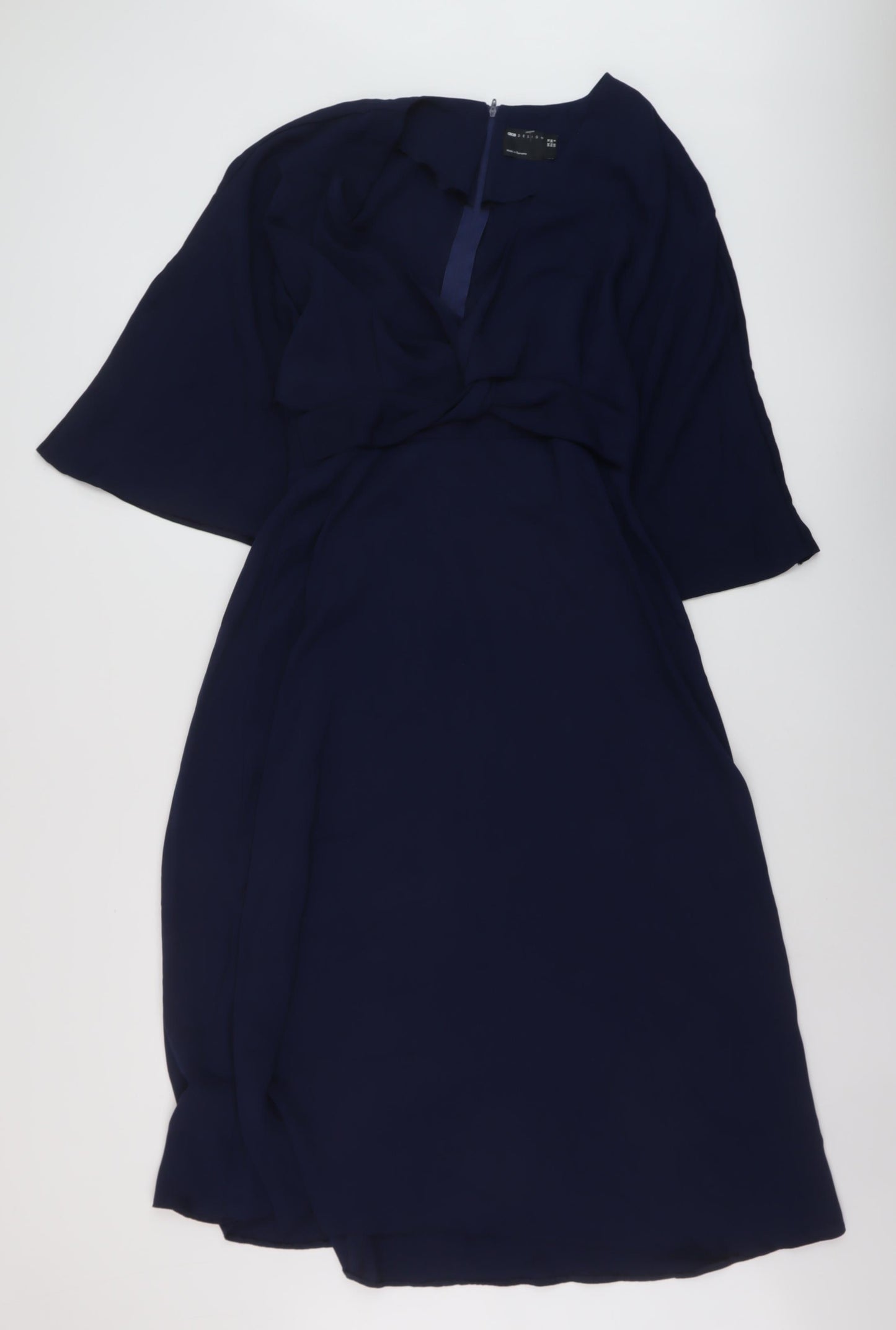ASOS Womens Blue Polyester A-Line Size 10 V-Neck Zip