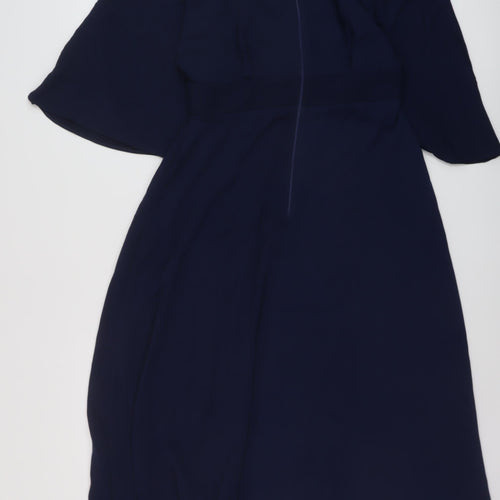 ASOS Womens Blue Polyester A-Line Size 10 V-Neck Zip