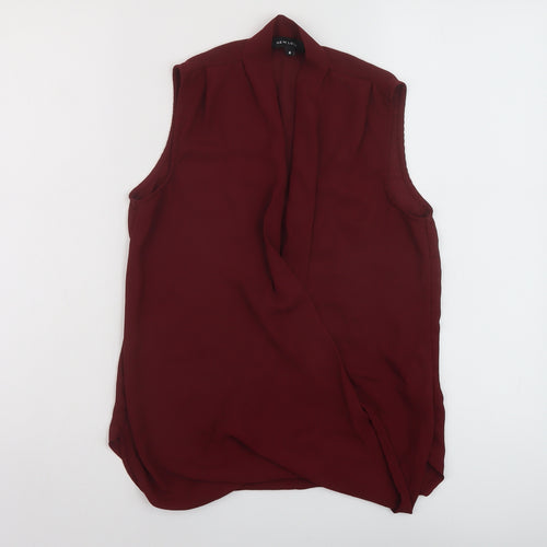 New Look Womens Red Polyester Basic T-Shirt Size 8 V-Neck