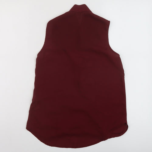 New Look Womens Red Polyester Basic T-Shirt Size 8 V-Neck