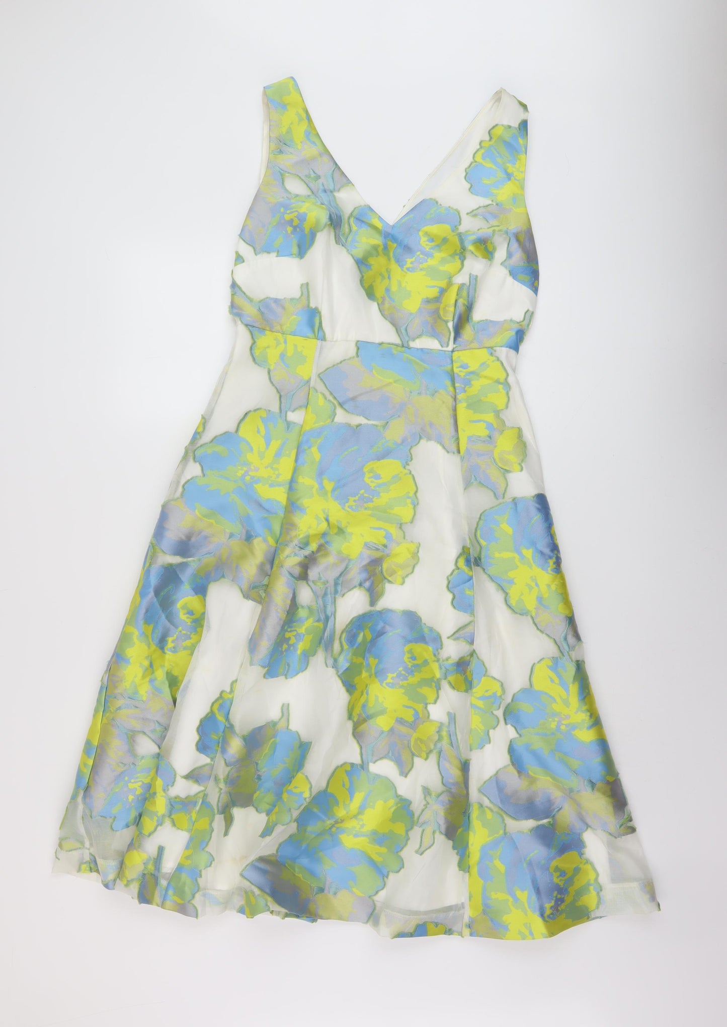 Hobbs Womens Multicoloured Geometric Polyester A-Line Size 10 V-Neck Zip