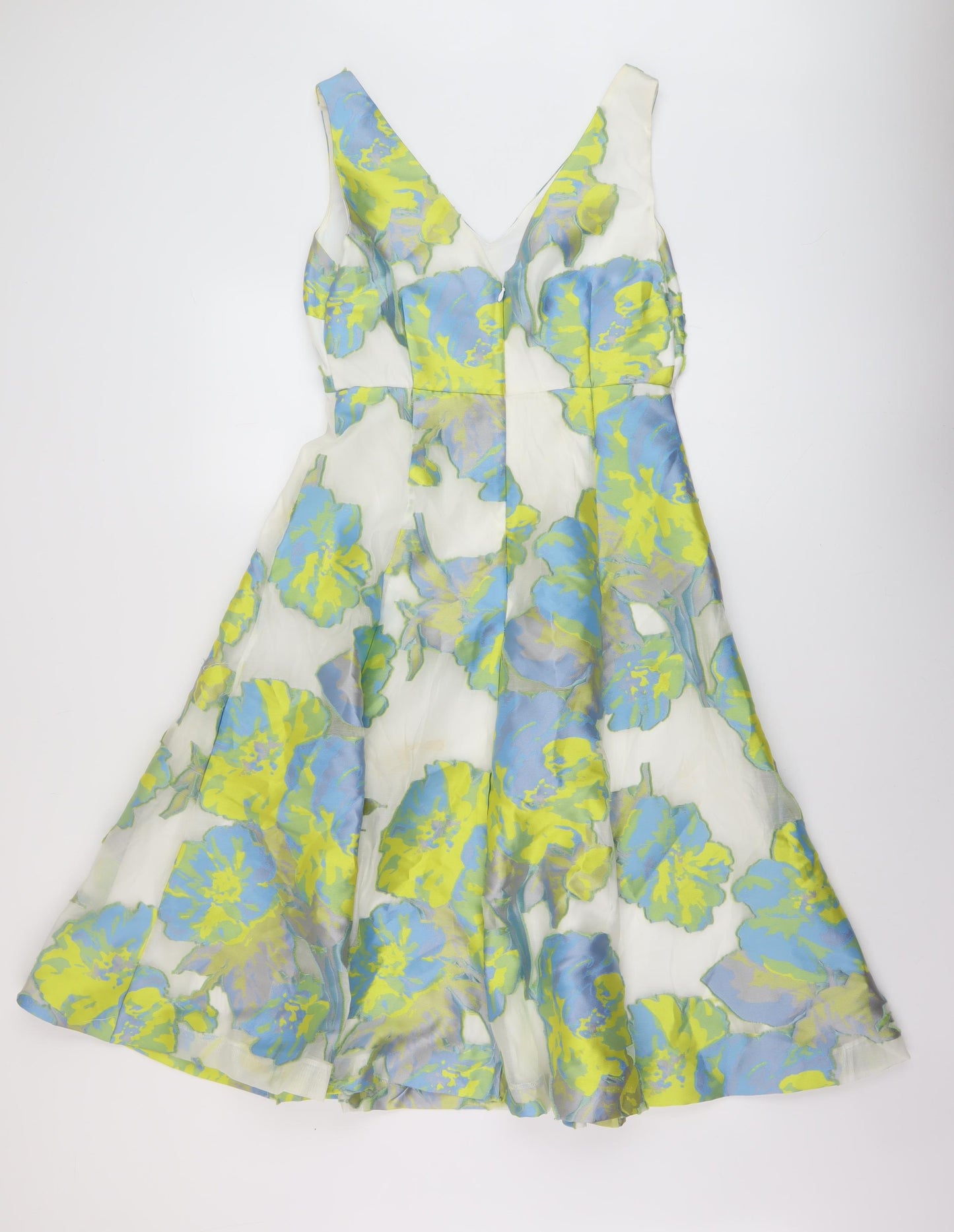 Hobbs Womens Multicoloured Geometric Polyester A-Line Size 10 V-Neck Zip