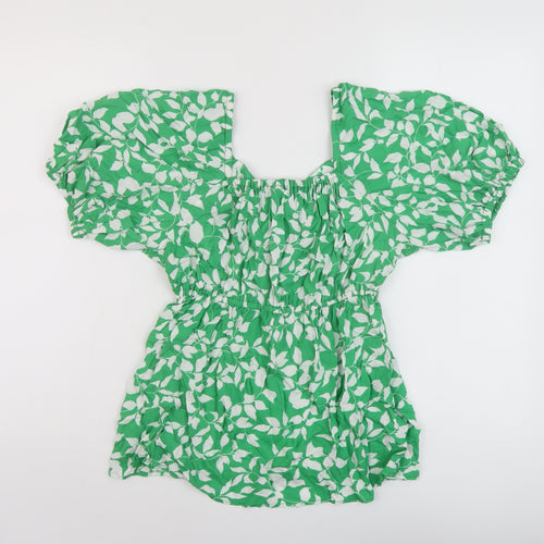 dusk Womens Green Geometric Viscose Basic Blouse Size 10 Sweetheart