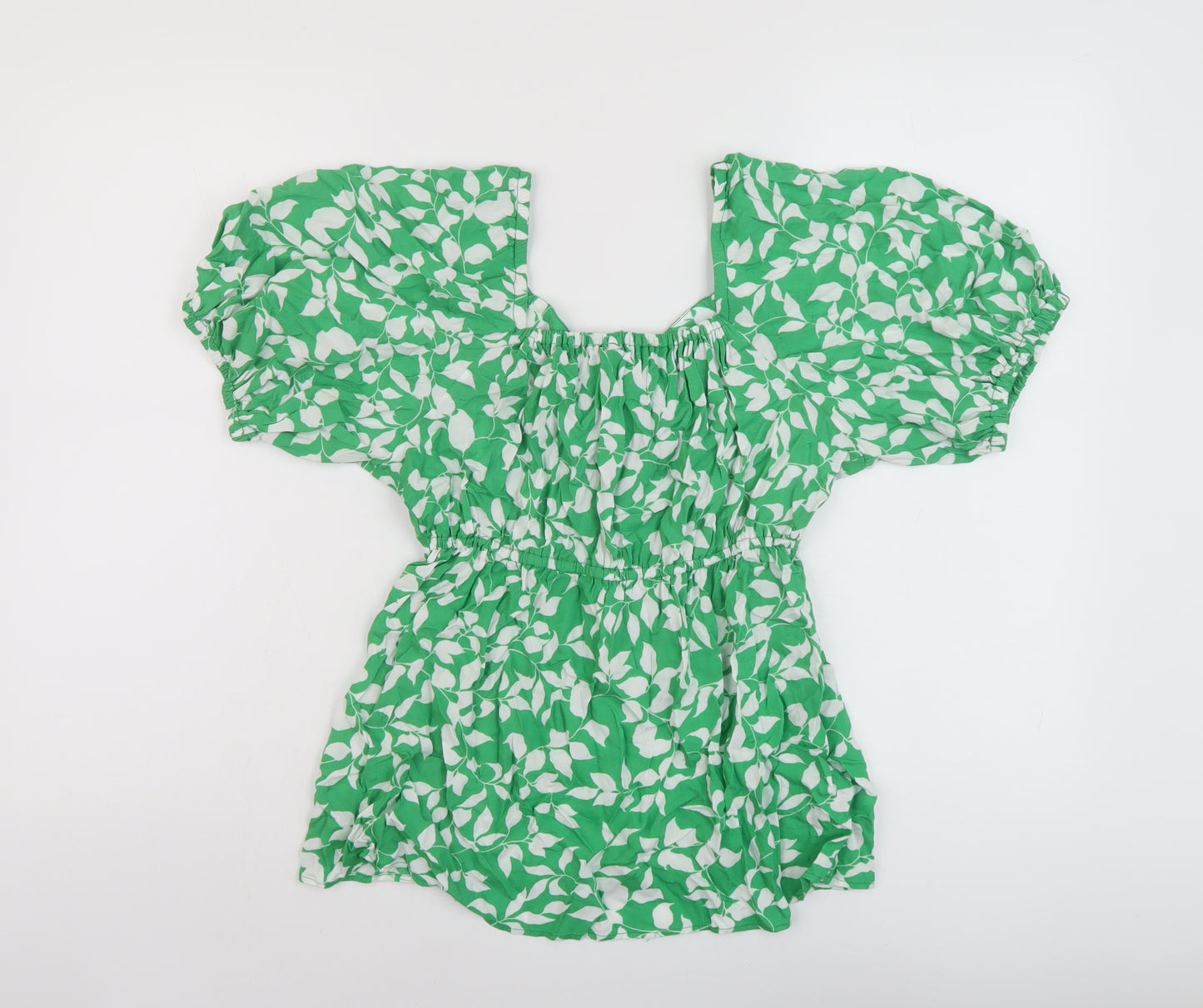 dusk Womens Green Geometric Viscose Basic Blouse Size 10 Sweetheart