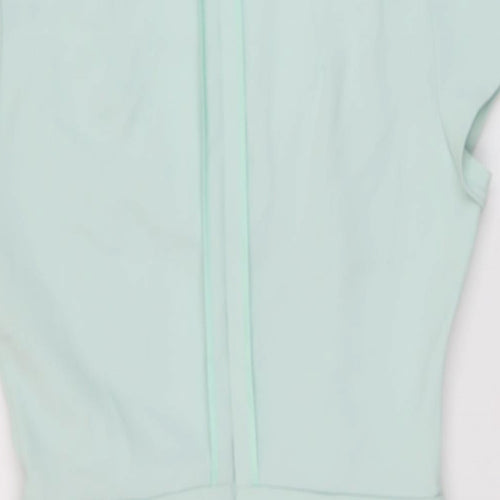 Topshop Womens Green Polyester Mini Size 10 V-Neck Zip