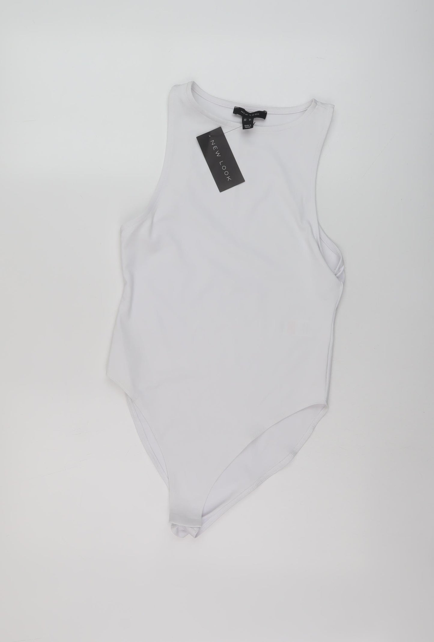 New Look Womens White Polyester Bodysuit One-Piece Size 12 Snap