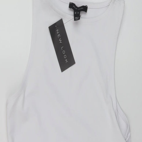 New Look Womens White Polyester Bodysuit One-Piece Size 12 Snap