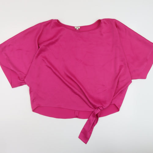 River Island Womens Pink Polyester Basic Blouse Size M Round Neck
