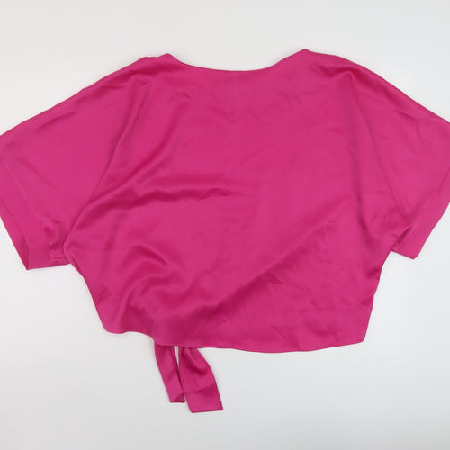River Island Womens Pink Polyester Basic Blouse Size M Round Neck
