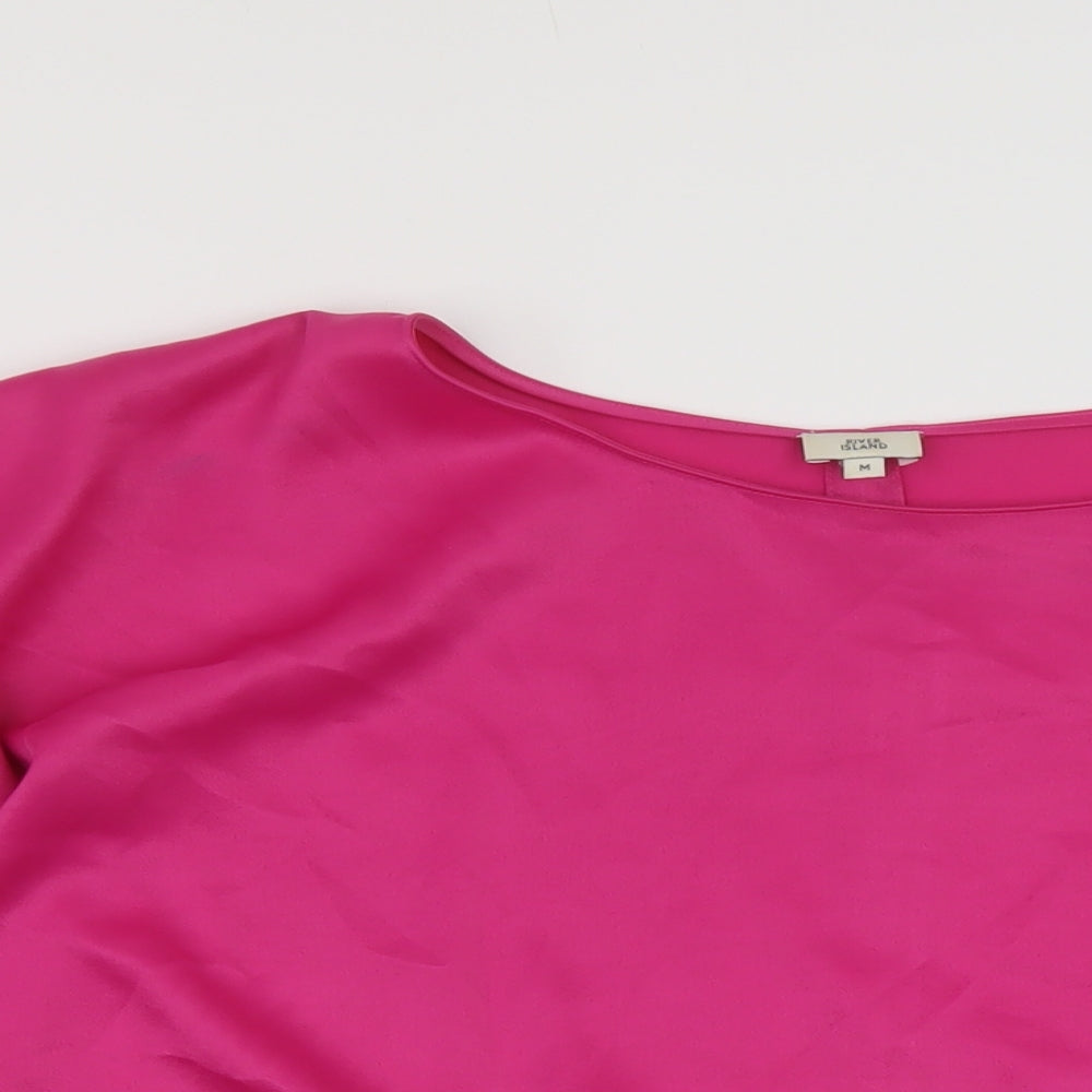 River Island Womens Pink Polyester Basic Blouse Size M Round Neck