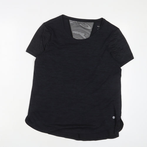 APANAGE Womens Grey Polyester Basic T-Shirt Size L Crew Neck Pullover