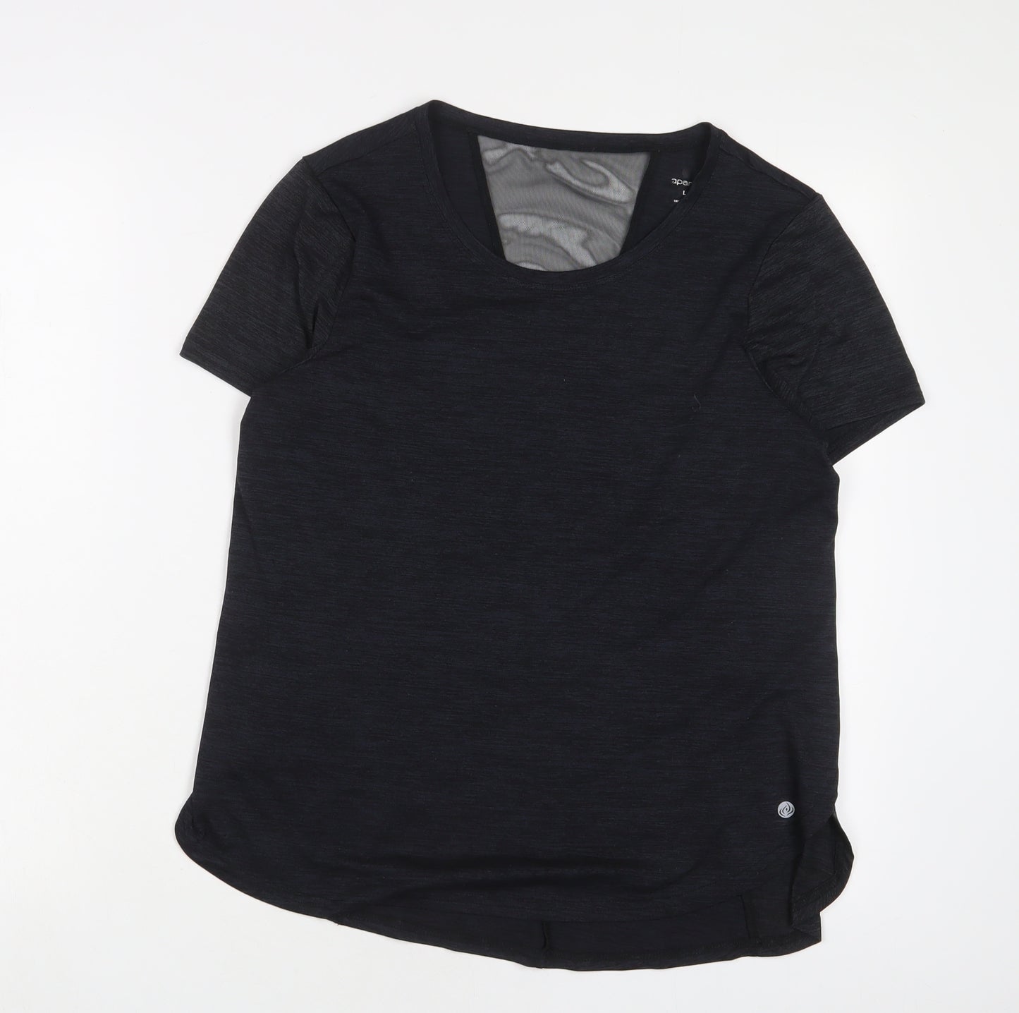 APANAGE Womens Grey Polyester Basic T-Shirt Size L Crew Neck Pullover