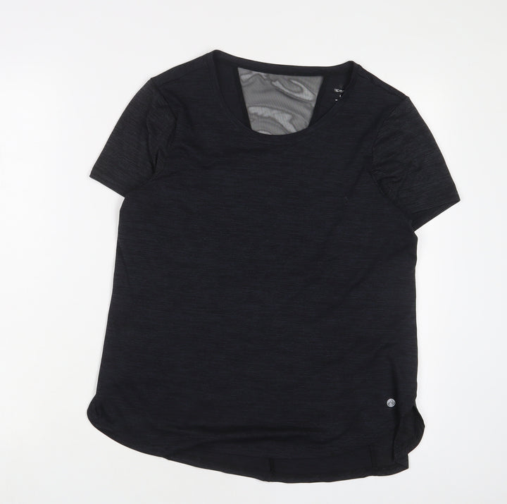 APANAGE Womens Grey Polyester Basic T-Shirt Size L Crew Neck Pullover
