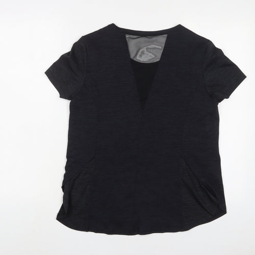 APANAGE Womens Grey Polyester Basic T-Shirt Size L Crew Neck Pullover