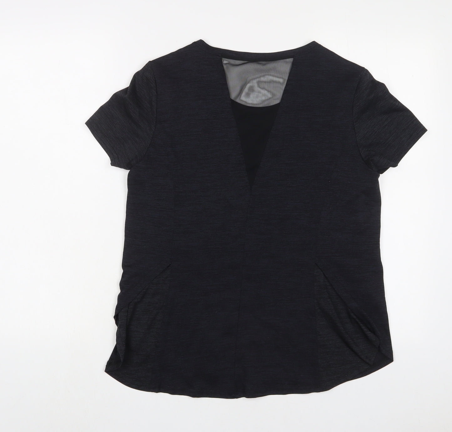 APANAGE Womens Grey Polyester Basic T-Shirt Size L Crew Neck Pullover