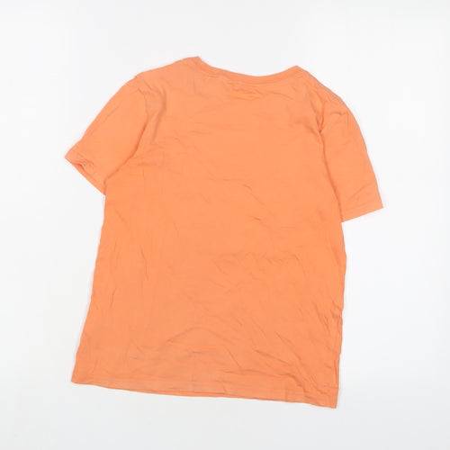 H&M Boys Orange Cotton Basic T-Shirt Size 8-9 Years Crew Neck Pullover - 8-10 Years